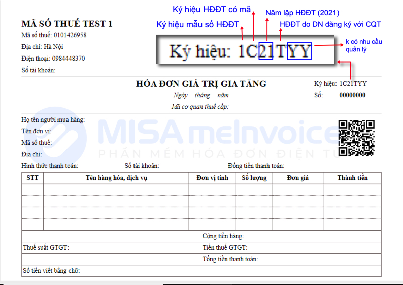 Ký hiệu mẫu số hóa đơn, ký hiệu hóa đơn và tên liên hóa đơn